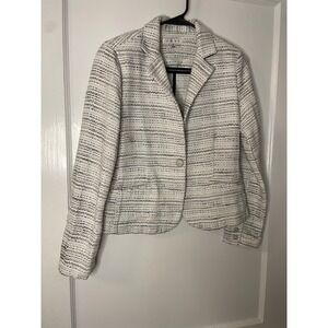 Cabi Blazer Jacket Womens 4 Ivory Cream Black Tweed Career‎ Business Casual